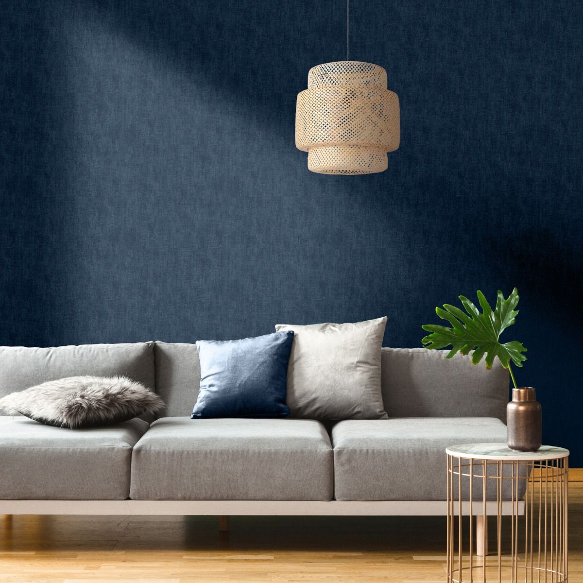 Linen Texture Effect Wallpaper - Blue - Muriva