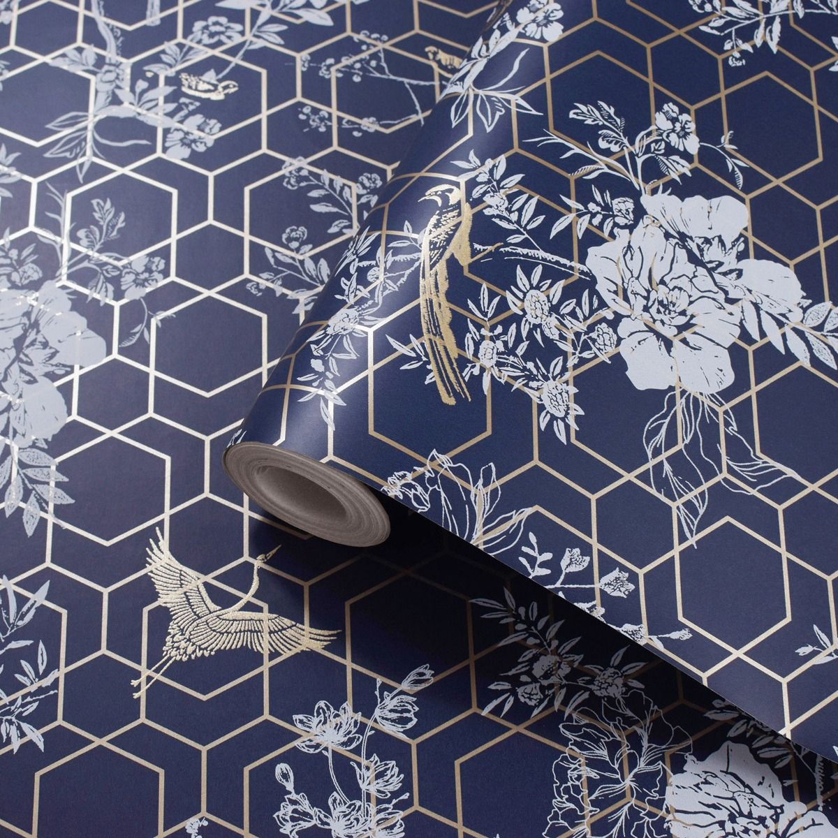 Lipsy Himara Wallpaper - Blue / Gold - Muriva