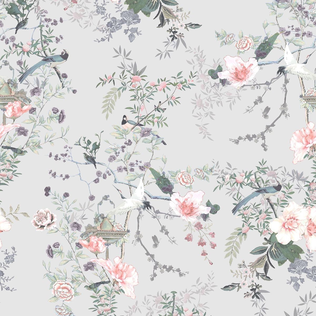 Lipsy Ophelia Wallpaper - Grey - Muriva