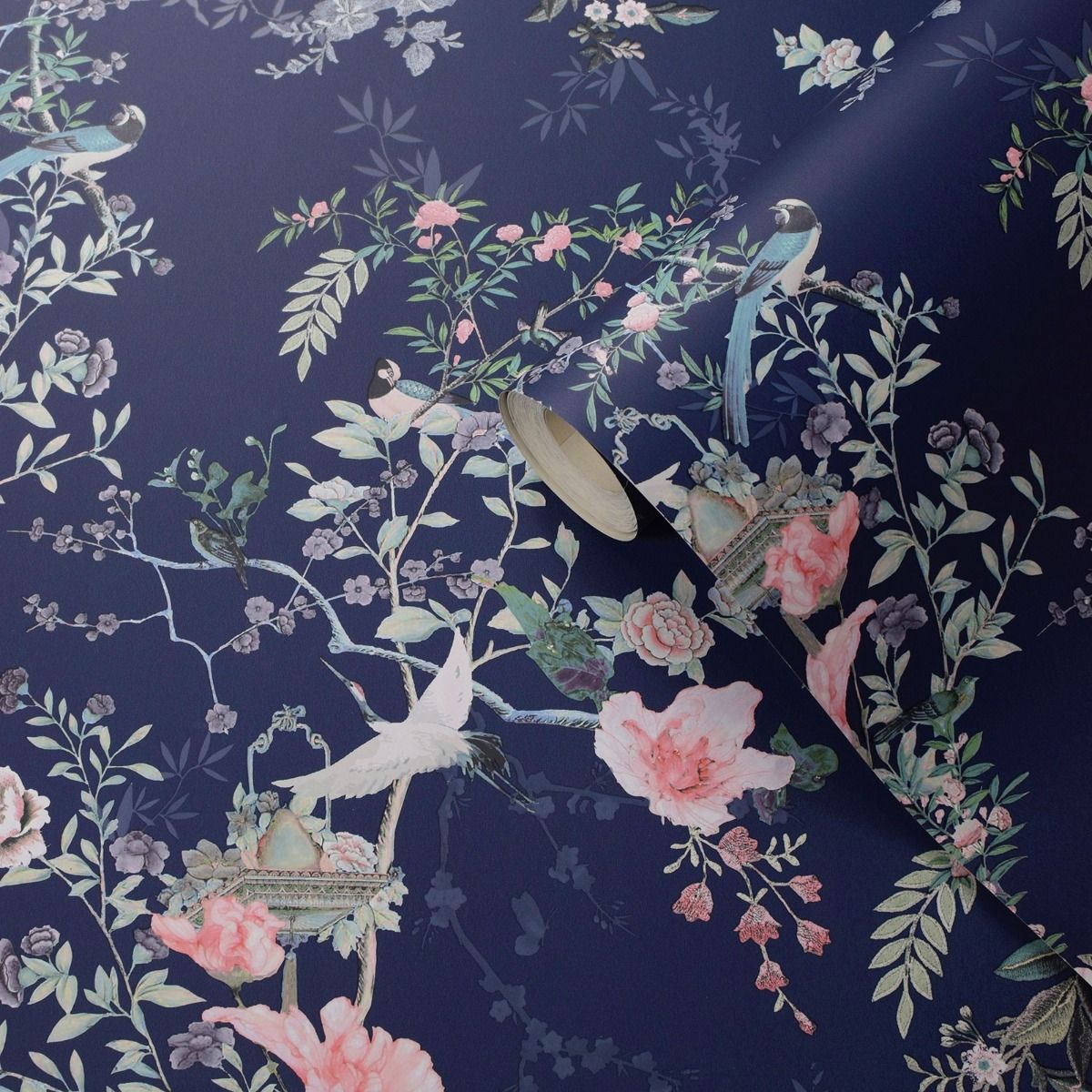 Lipsy Ophelia Wallpaper - Navy - Muriva