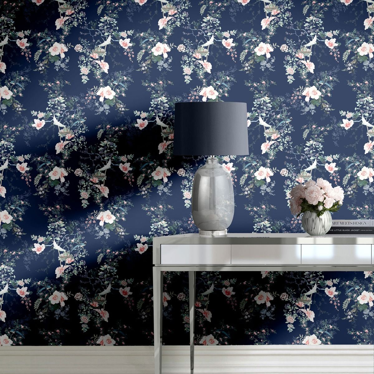 Lipsy Ophelia Wallpaper - Navy - Muriva