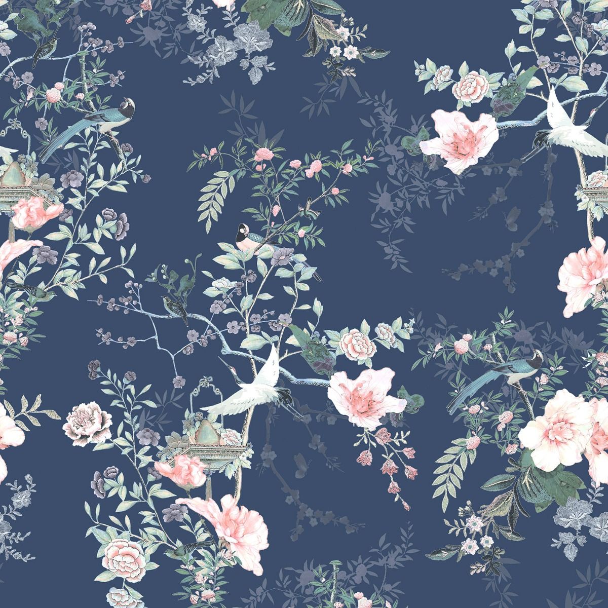 Lipsy Ophelia Wallpaper - Navy - Muriva