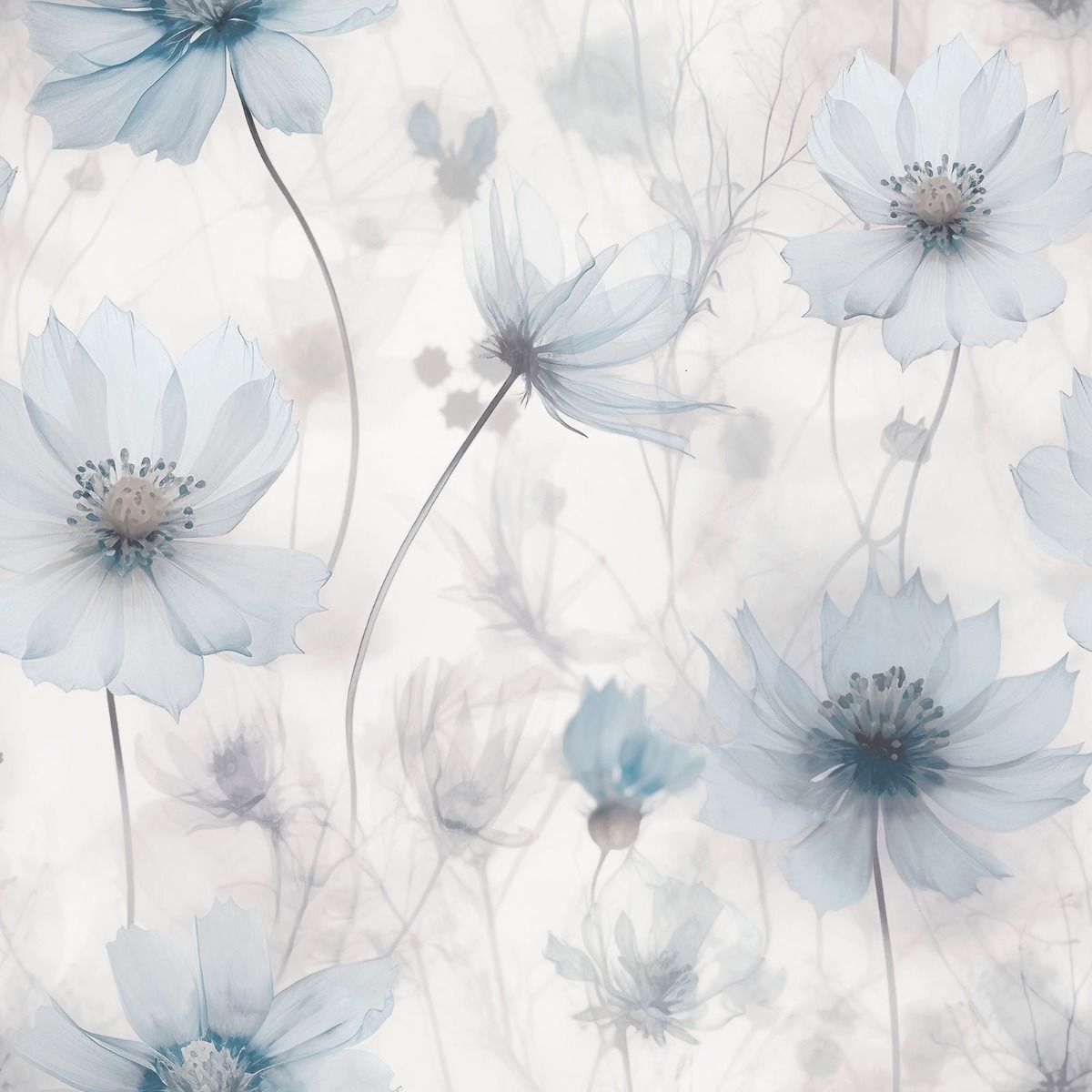 Lissa Flowers Wallpaper - Blue - Muriva