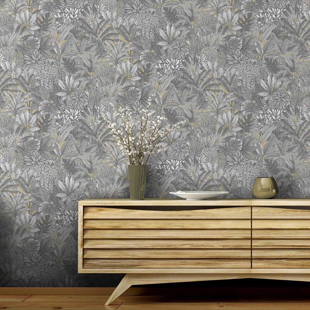 Lush Forest Wallpaper - Gold - Muriva