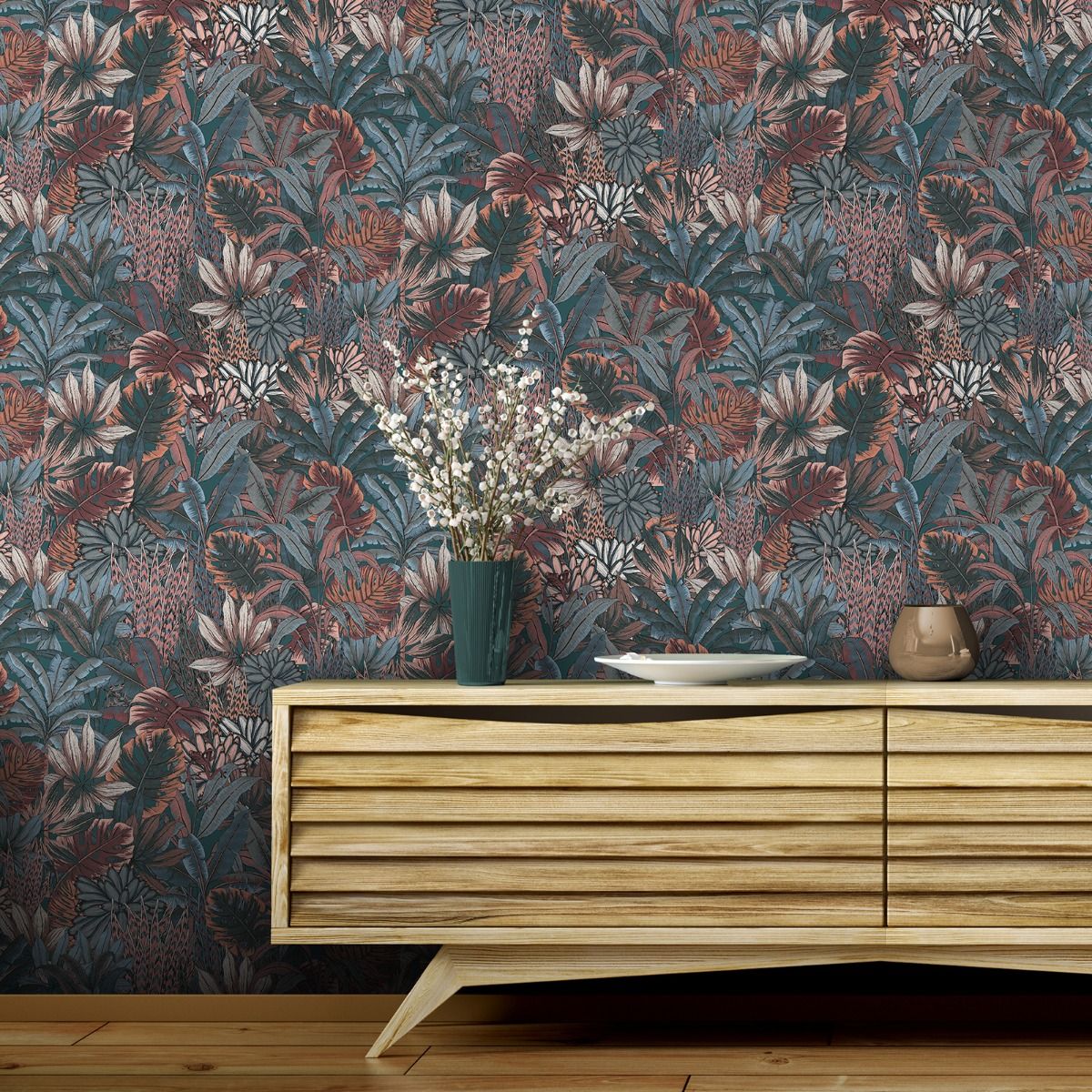 Lush Forest Wallpaper - Teal - Muriva
