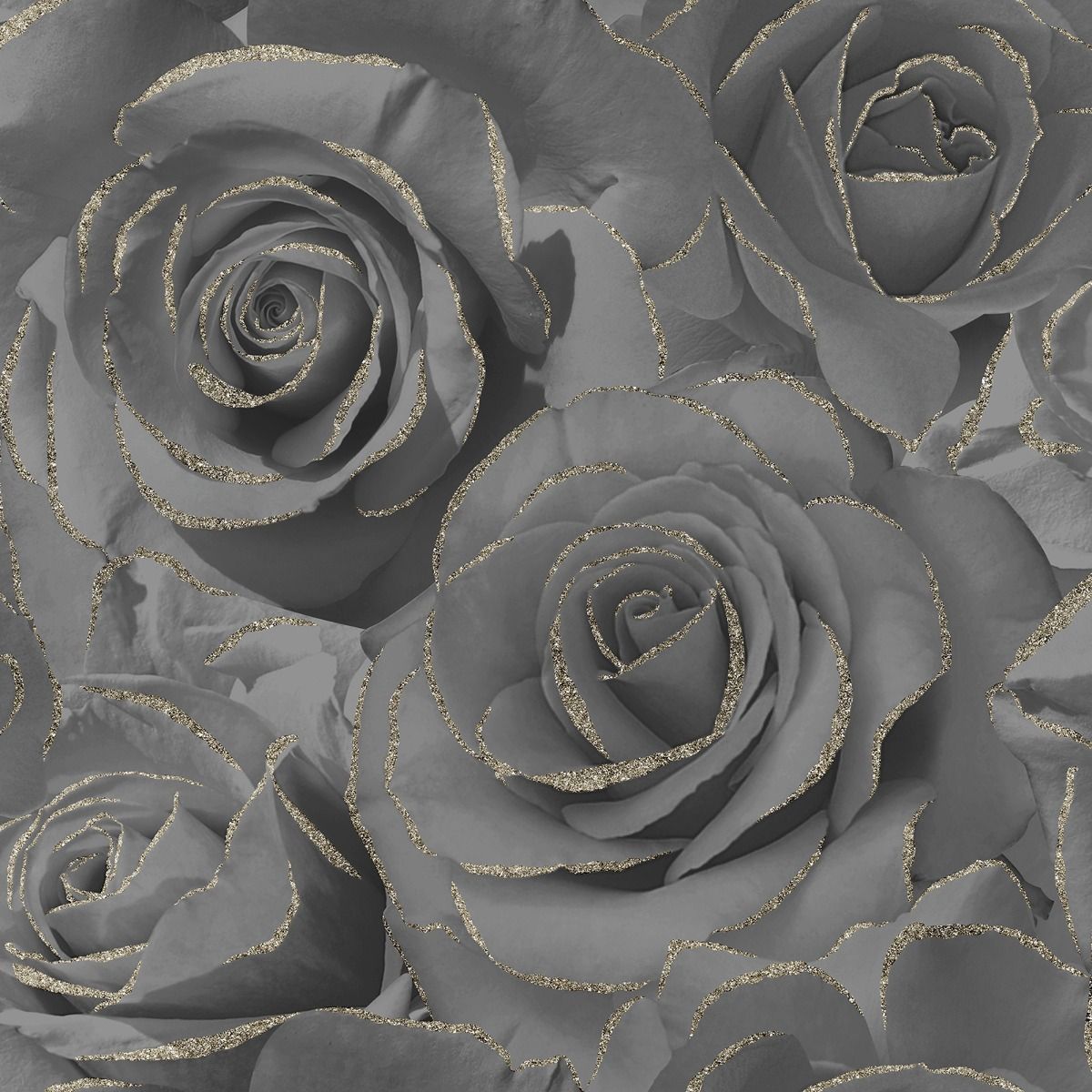 Madison Rose Glitter Wallpaper - Black - Muriva