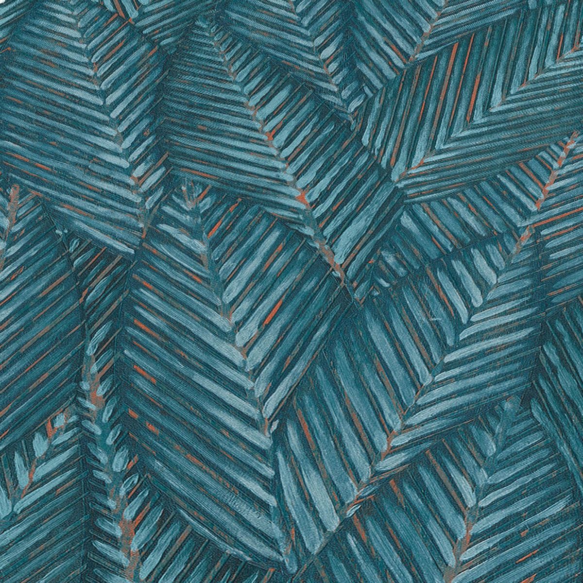 Martinique Leaf Textured Vinyl Wallpaper - Blue - Erismann
