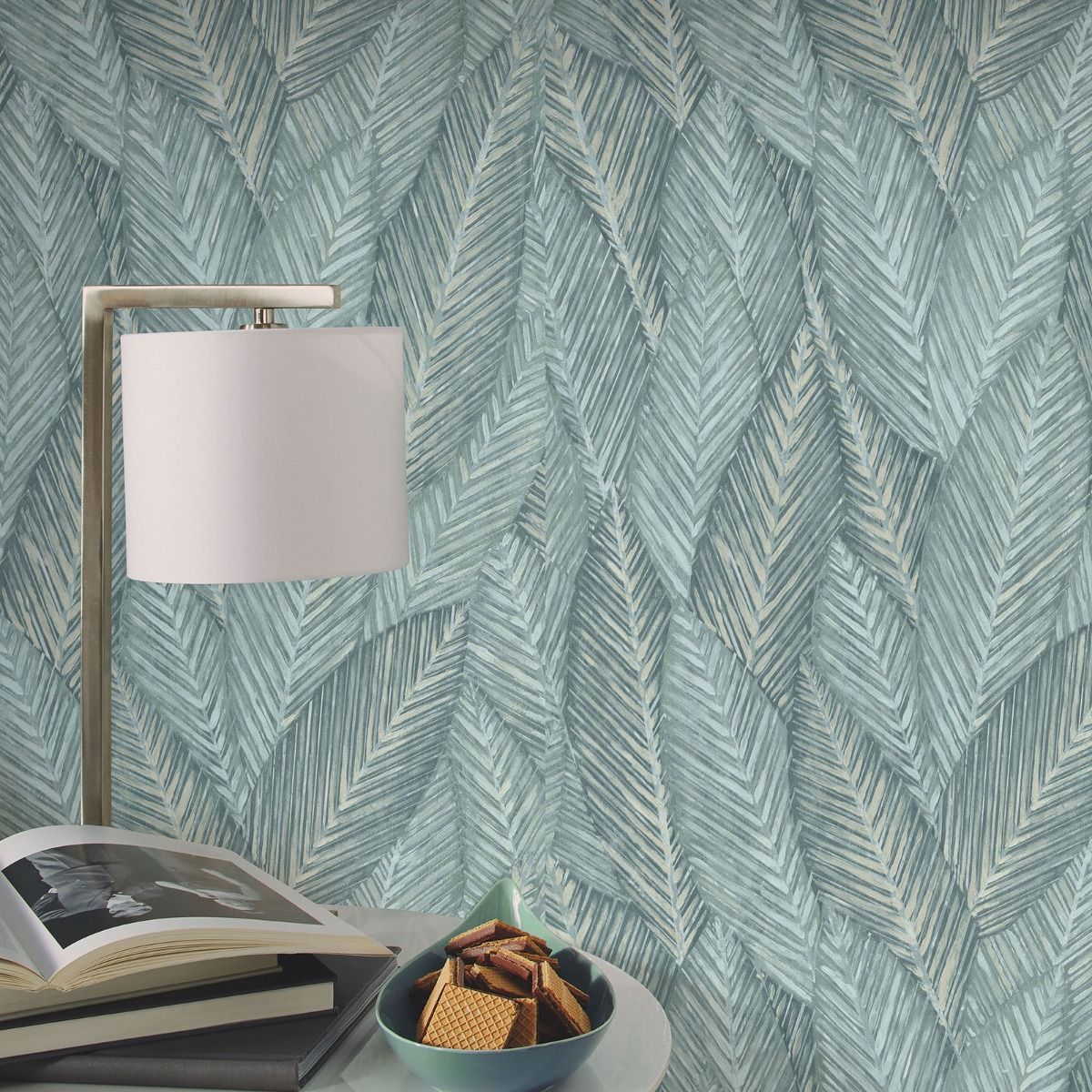 Martinique Leaf Textured Vinyl Wallpaper - Sage - Erismann