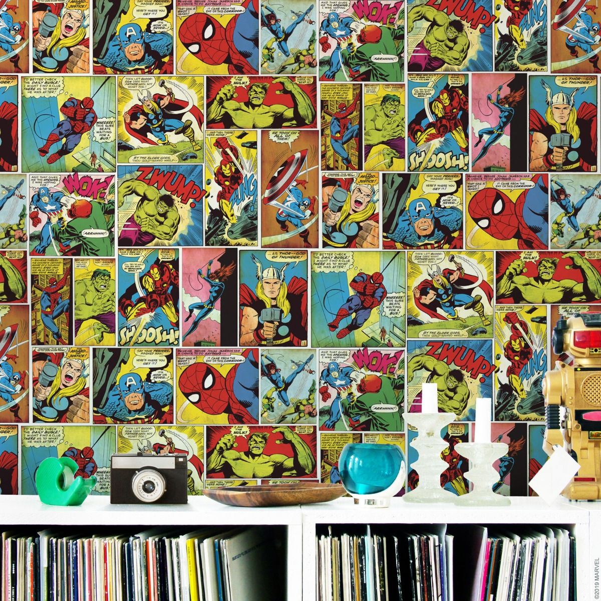Marvel Comic Strip Wallpaper - Multi - Muriva