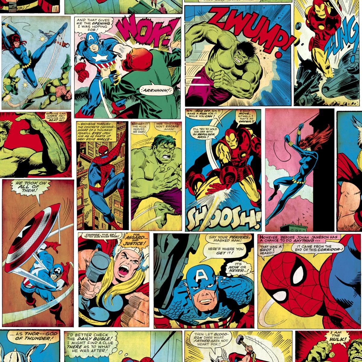 Marvel Comic Strip Wallpaper - Multi - Muriva
