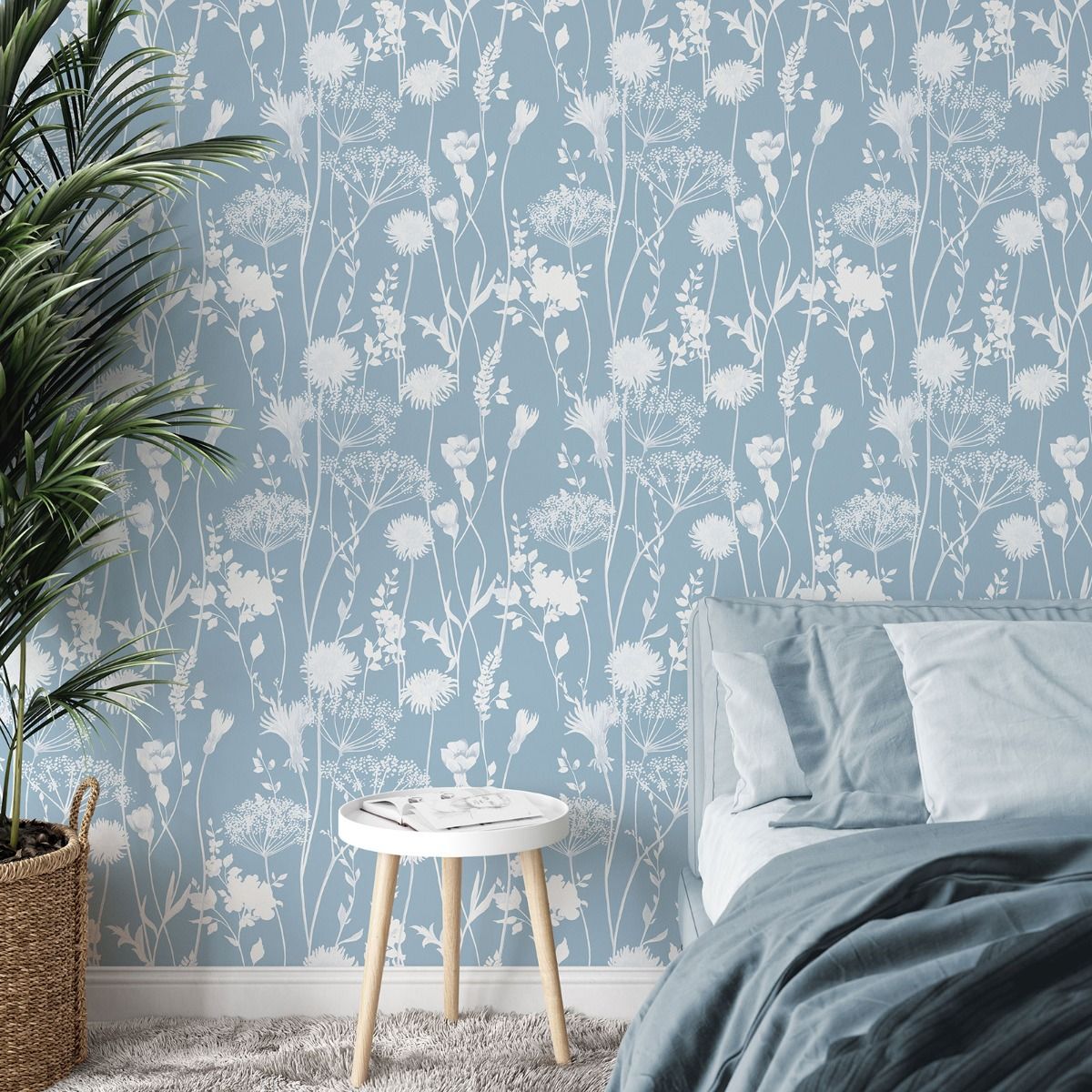 Meadowsweet Floral Wallpaper - Blue - Muriva