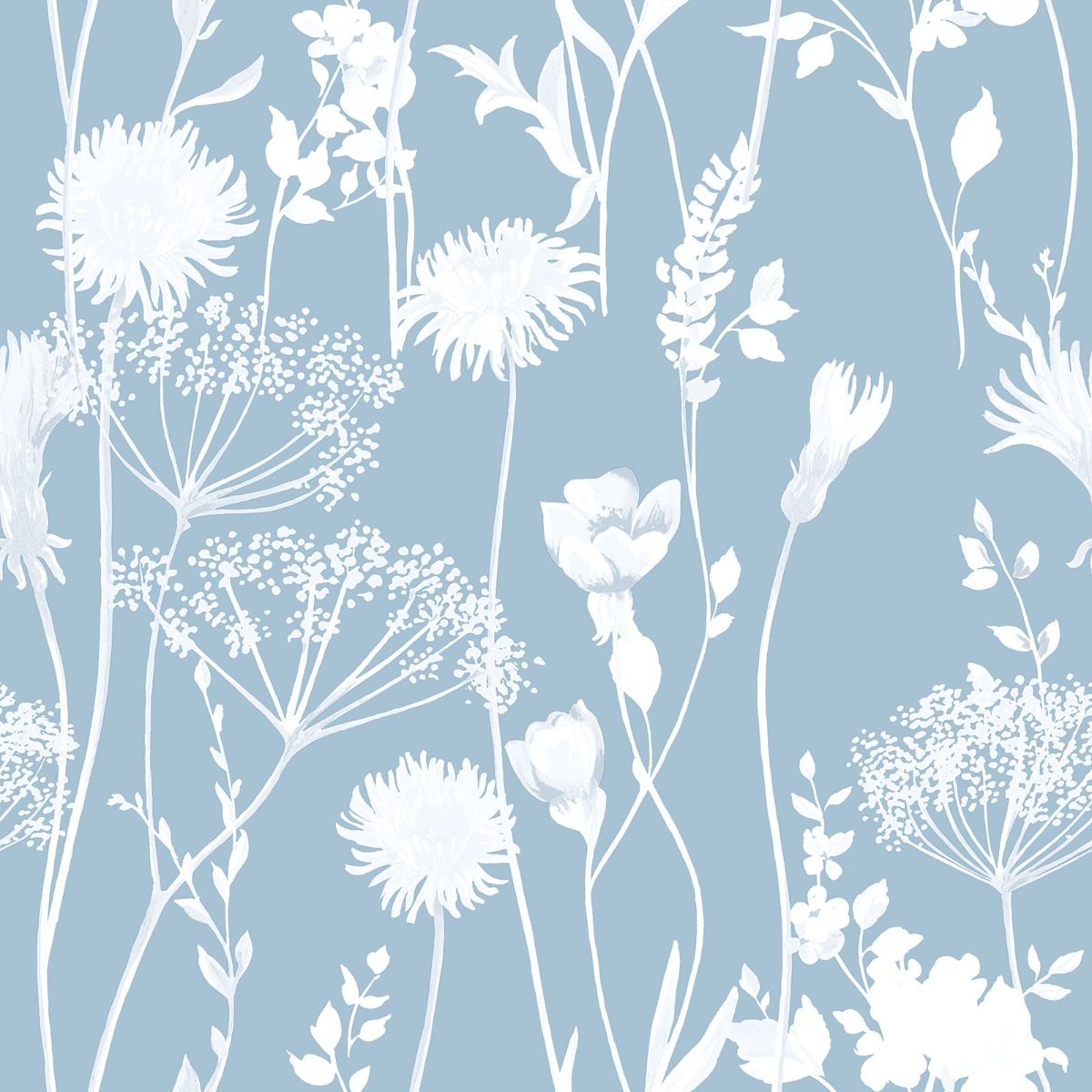 Meadowsweet Floral Wallpaper - Blue - Muriva