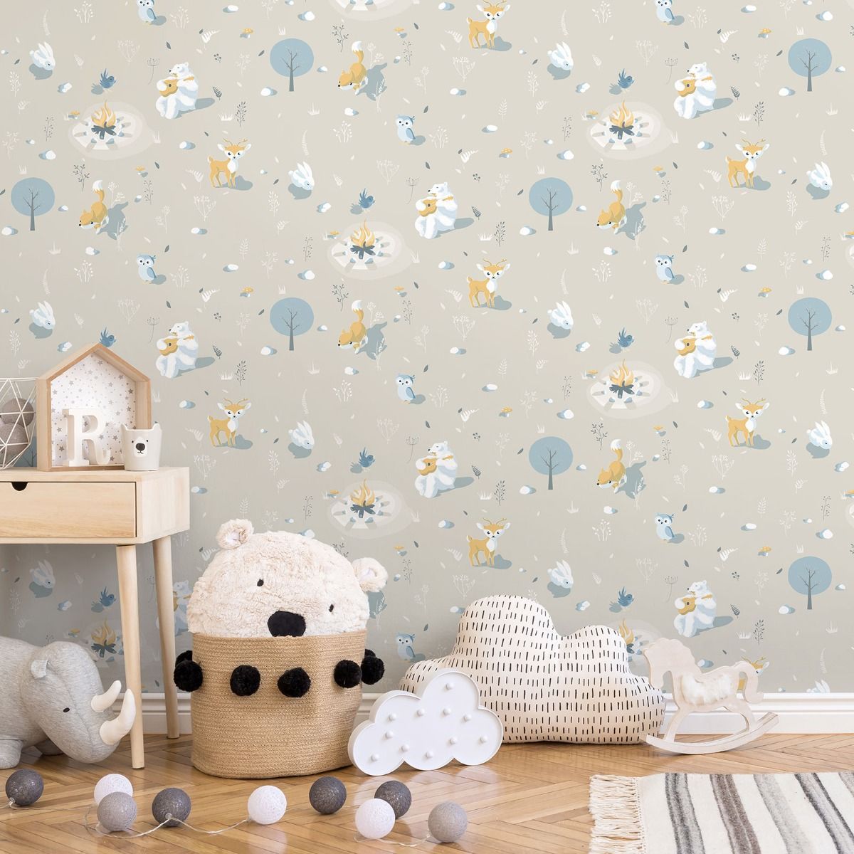 My Kingdom Around the Campfire Wallpaper - Taupe - Muriva
