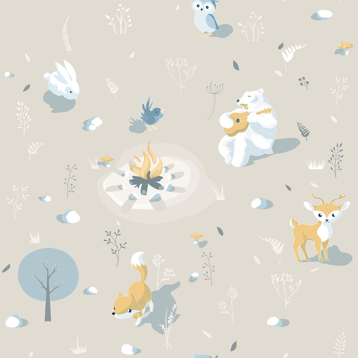 My Kingdom Around the Campfire Wallpaper - Taupe - Muriva