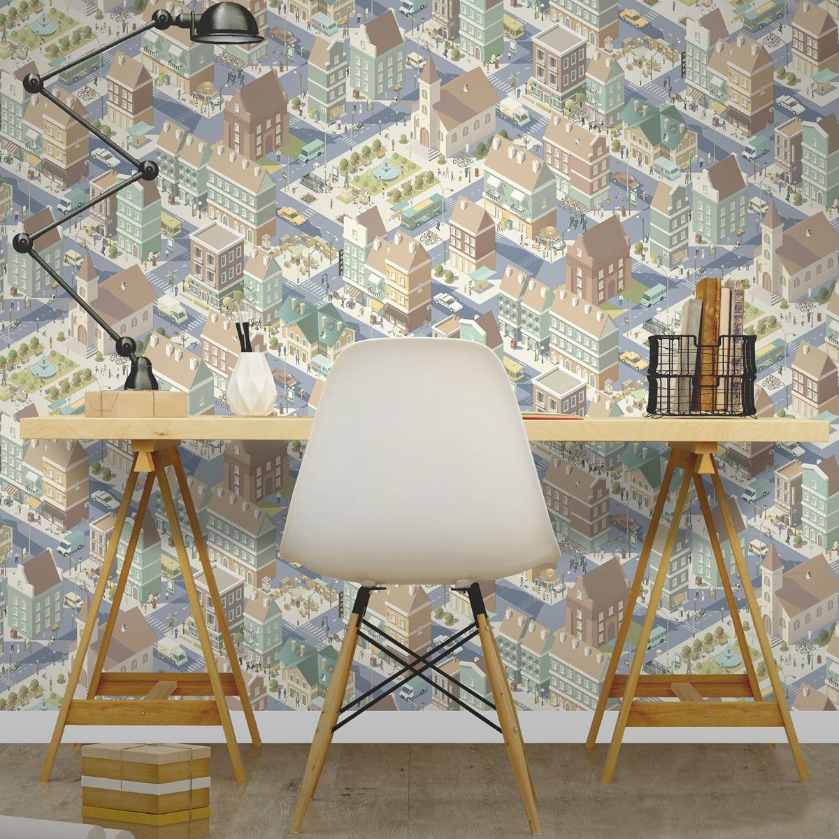 My Kingdom City Life Wallpaper - Blue & Duck Egg - Muriva