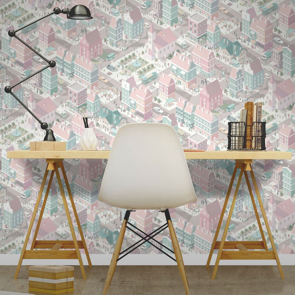 My Kingdom City Life Wallpaper - Pink & Teal - Muriva