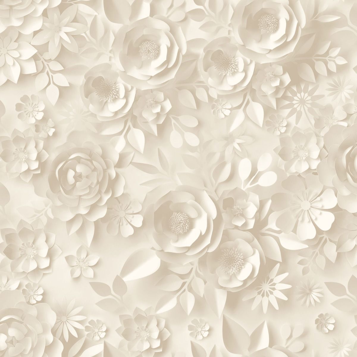 My Kingdom Origami Flowers Wallpaper - Cream - Muriva