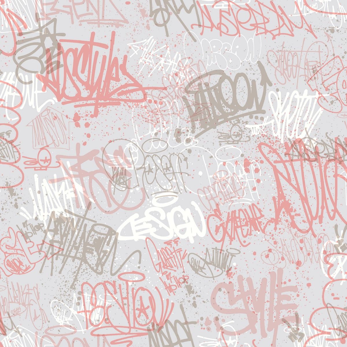 My Kingdom Sketched Wallpaper - Grey & Pink - Muriva