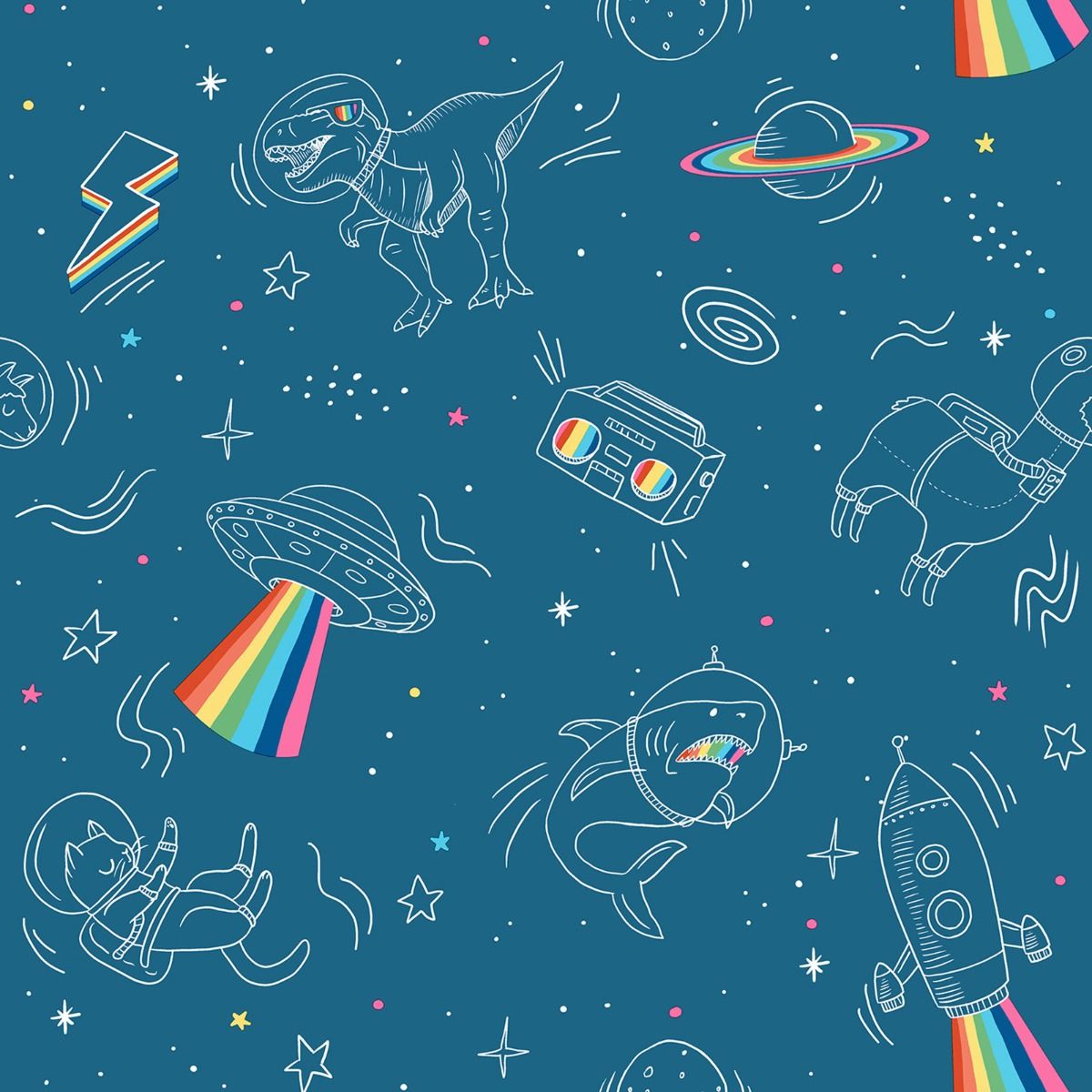 My Kingdom Space Explorer Wallpaper - Blue - Muriva