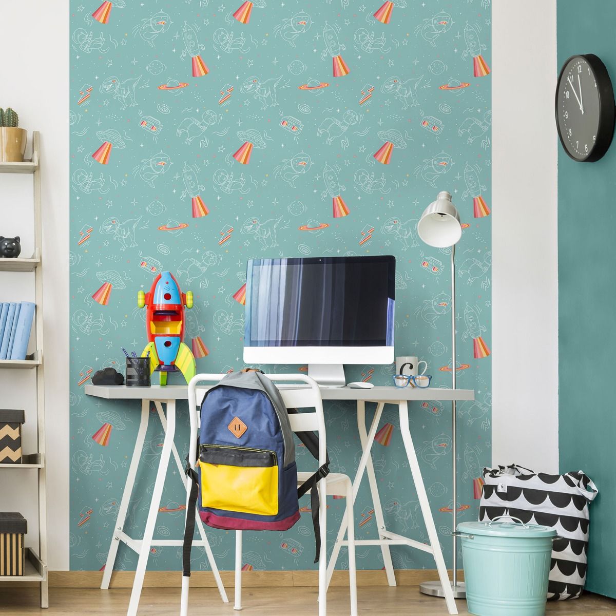 My Kingdom Space Explorer Wallpaper - Turquoise - Muriva