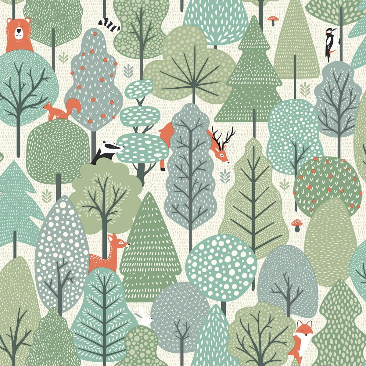 My Kingdom Wild Wood Wallpaper - Green - Muriva