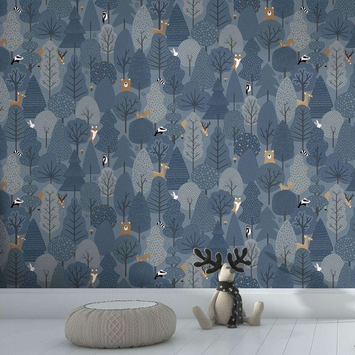 My Kingdom Wild Wood Wallpaper - Navy Blue - Muriva