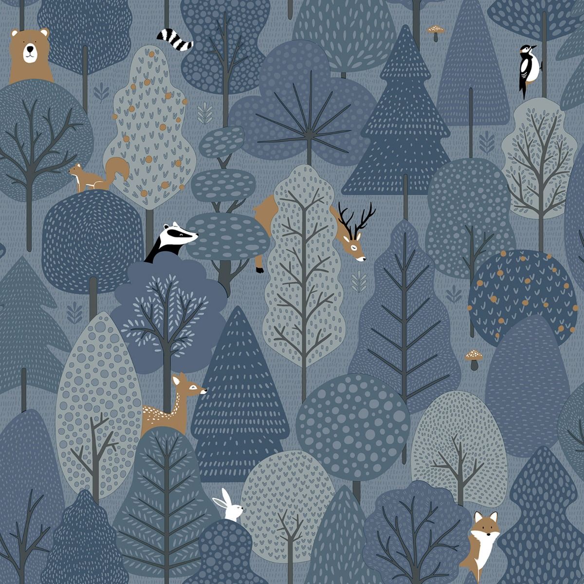 My Kingdom Wild Wood Wallpaper - Navy Blue - Muriva
