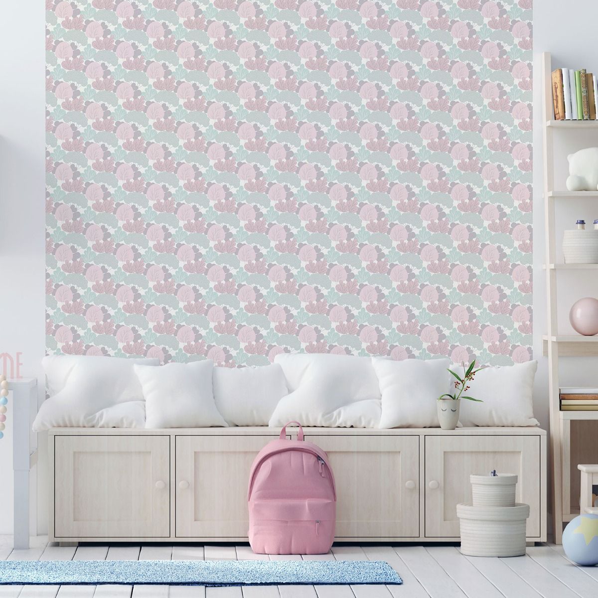 My Kingdom Wood Grove Wallpaper - Pink & Teal - Muriva