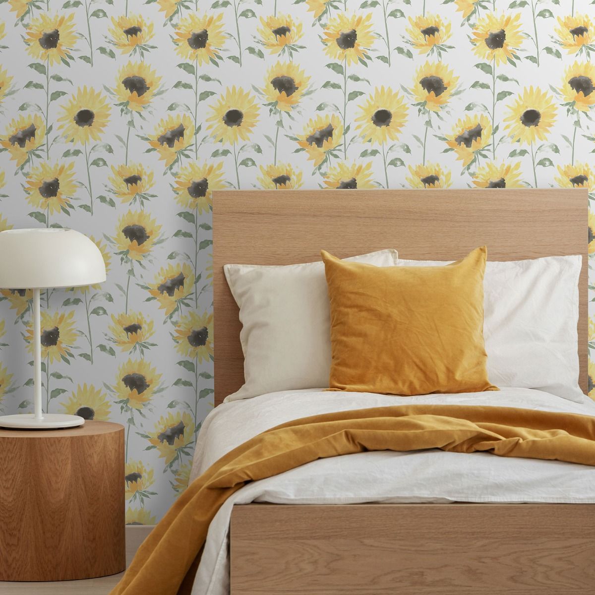 Painted Sunflowers Wallpaper - Yellow - Muriva