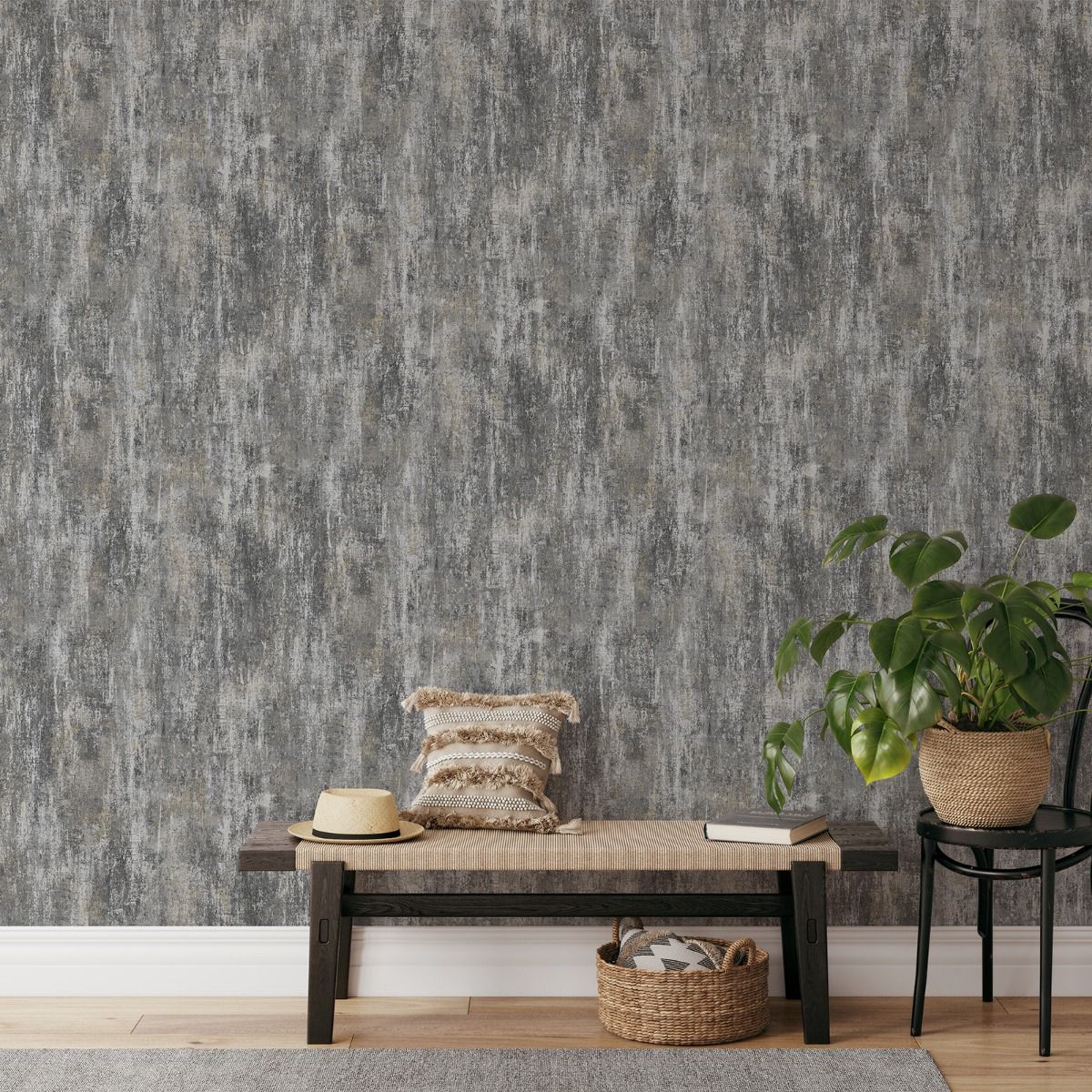 Phelan Texture Wallpaper - Charcoal - Muriva