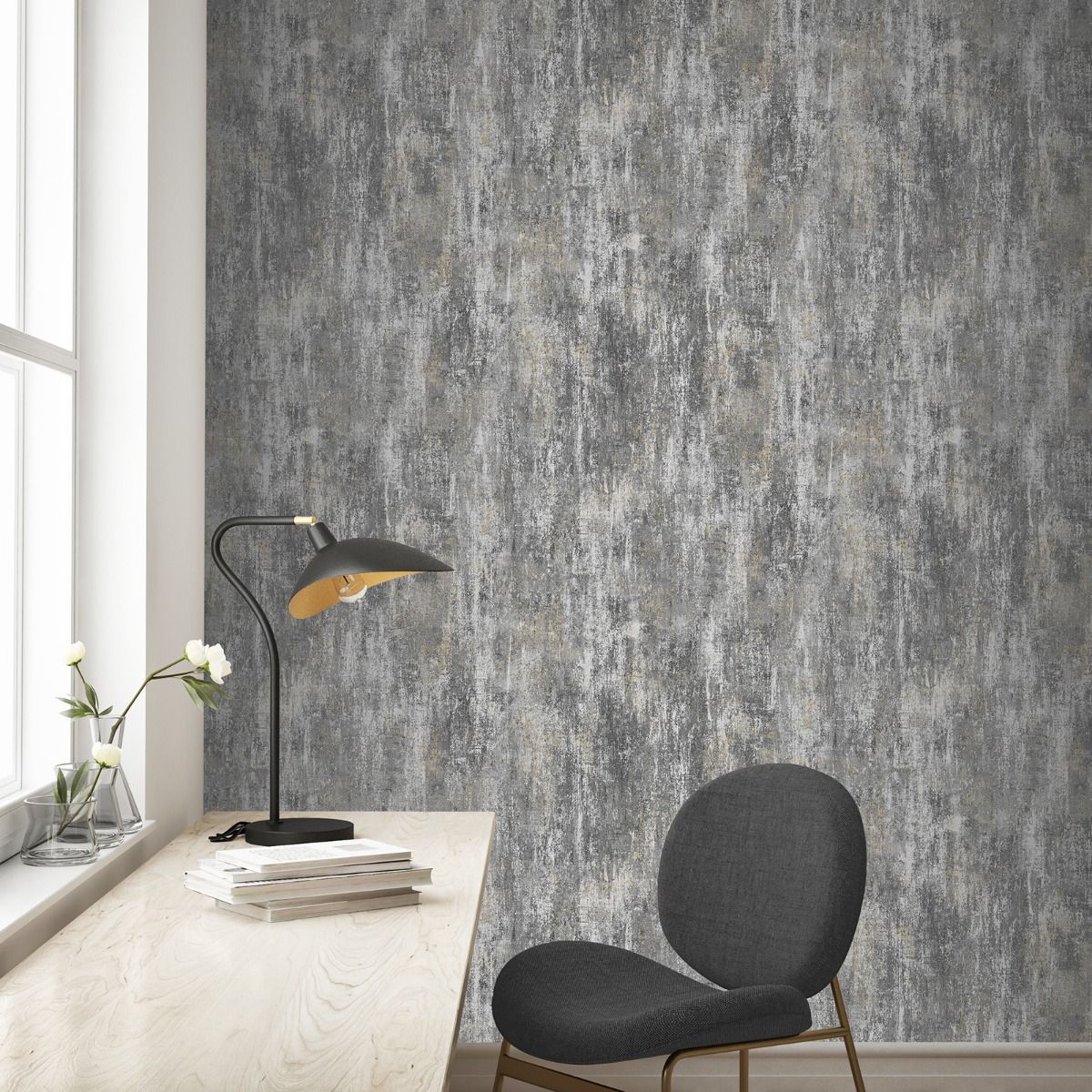 Phelan Texture Wallpaper - Charcoal - Muriva