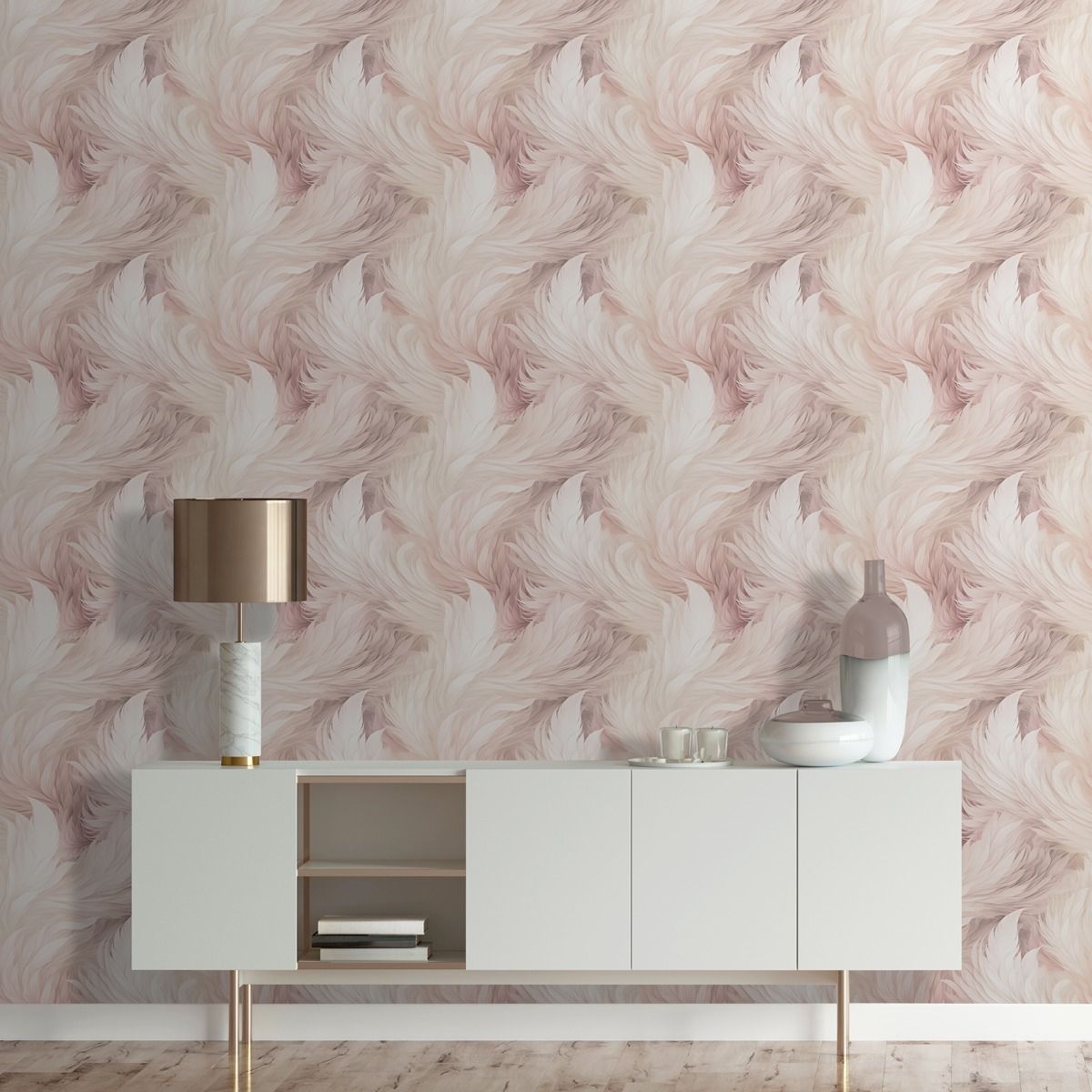 Plumes Wallpaper - Blush - Muriva