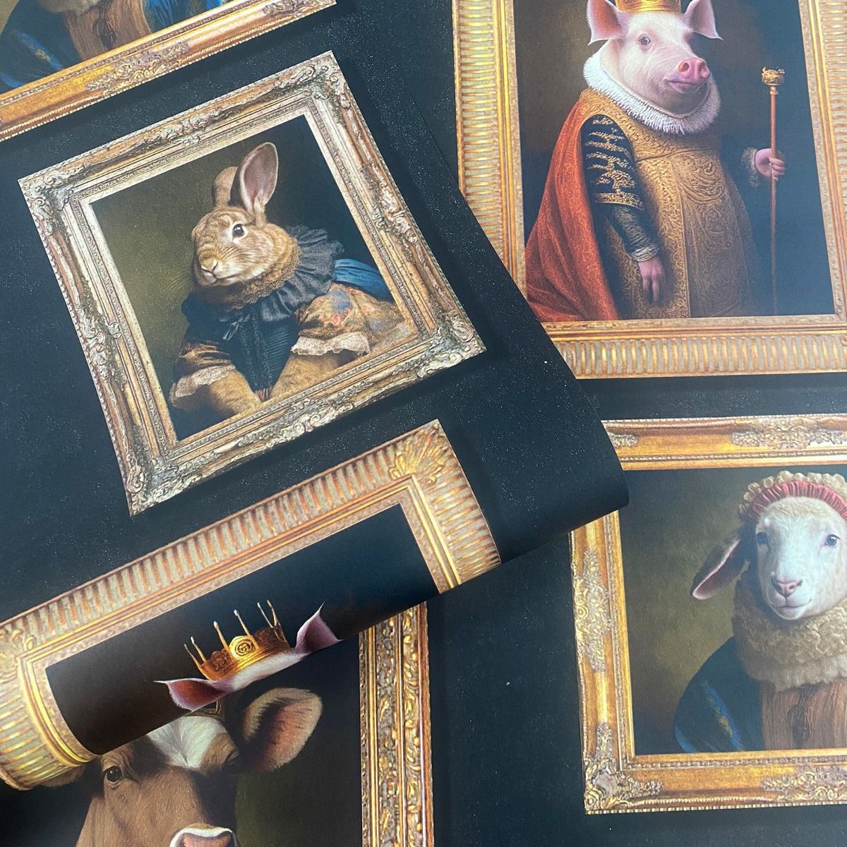 Regal Animals Wallpaper - Multi - Muriva