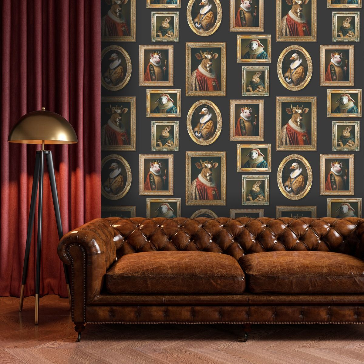 Regal Animals Wallpaper - Multi - Muriva