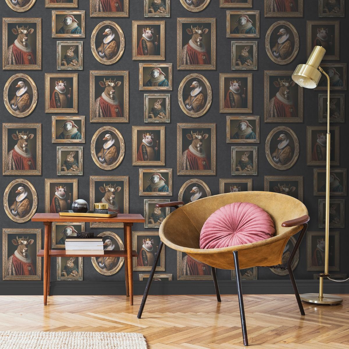 Regal Animals Wallpaper - Multi - Muriva
