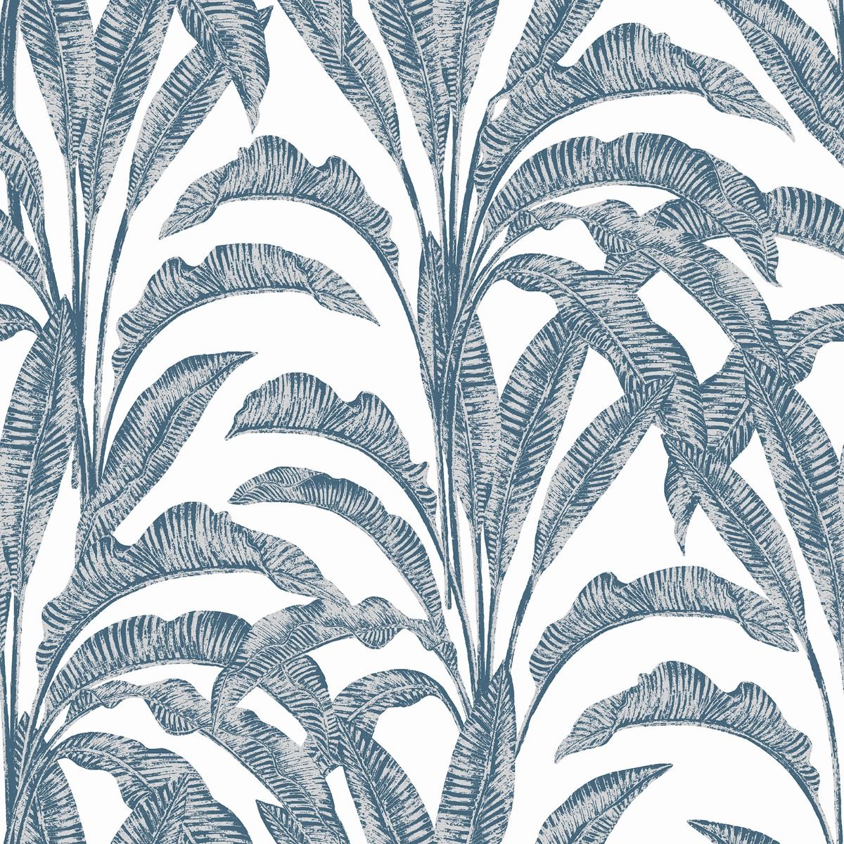 Sansa Leaf Vinyl Wallpaper - Blue - Muriva