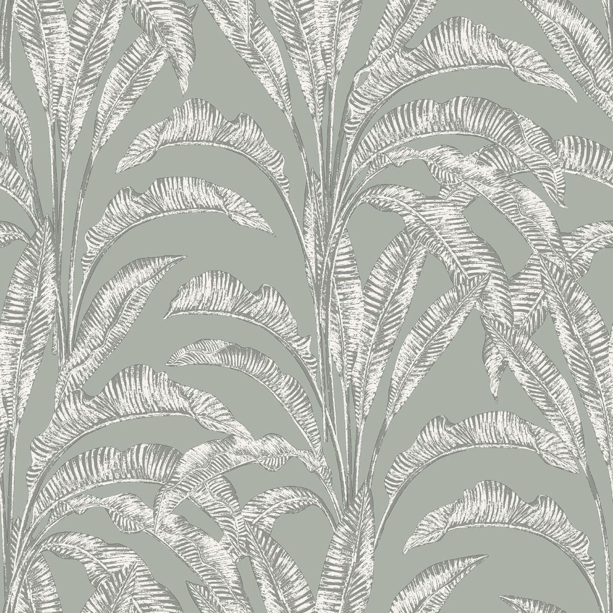 Sansa Leaf Vinyl Wallpaper - Green - Muriva