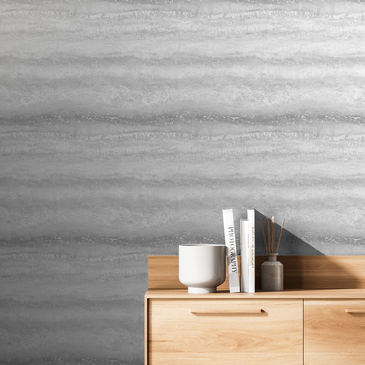Semper Marble Wallpaper - Silver - Muriva