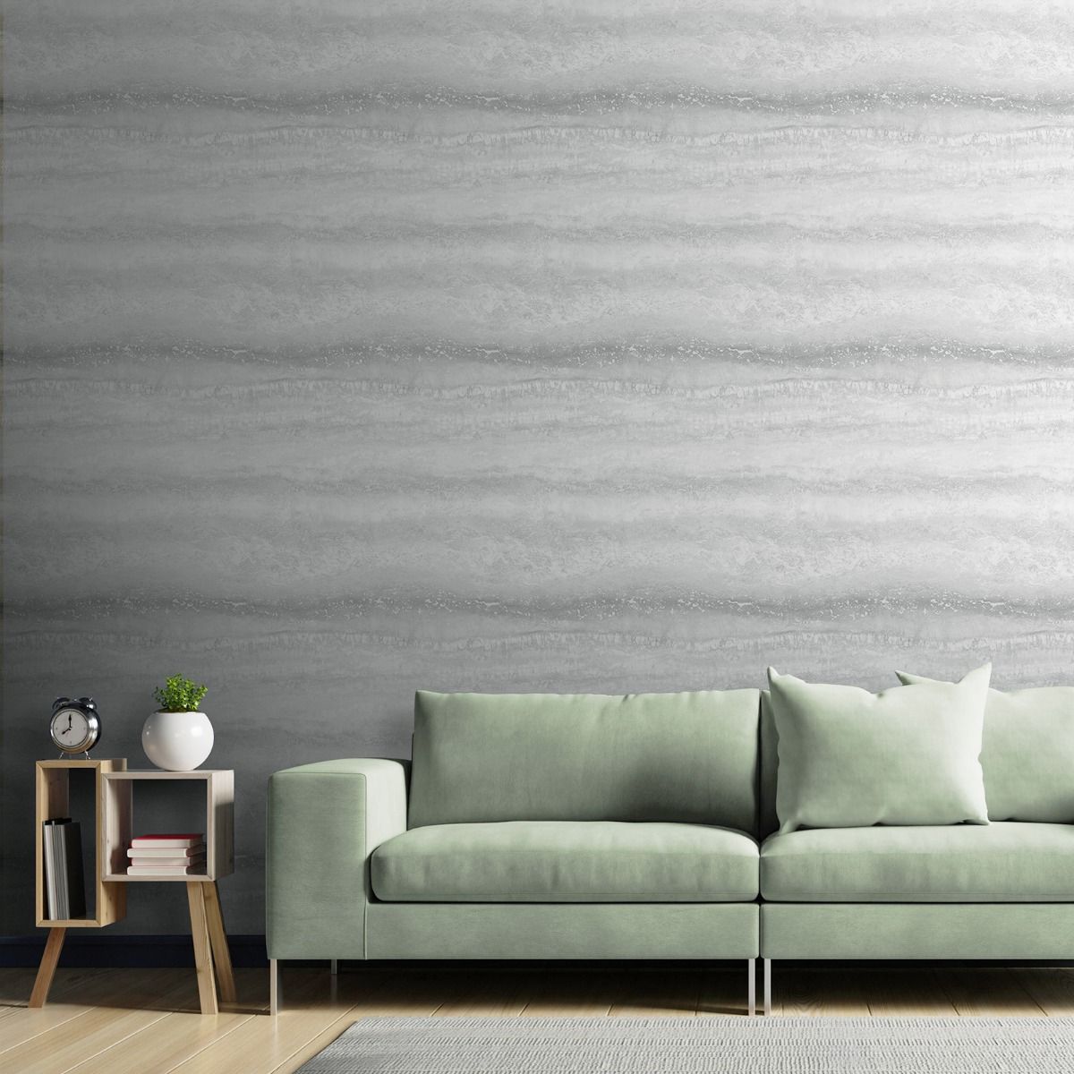 Semper Marble Wallpaper - Silver - Muriva