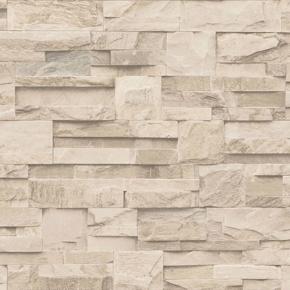 Slate Stone Wallpaper - Beige - Muriva
