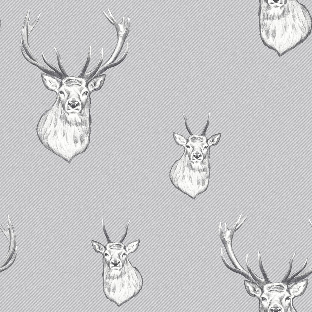 Stag Wallpaper - Light Grey - Muriva