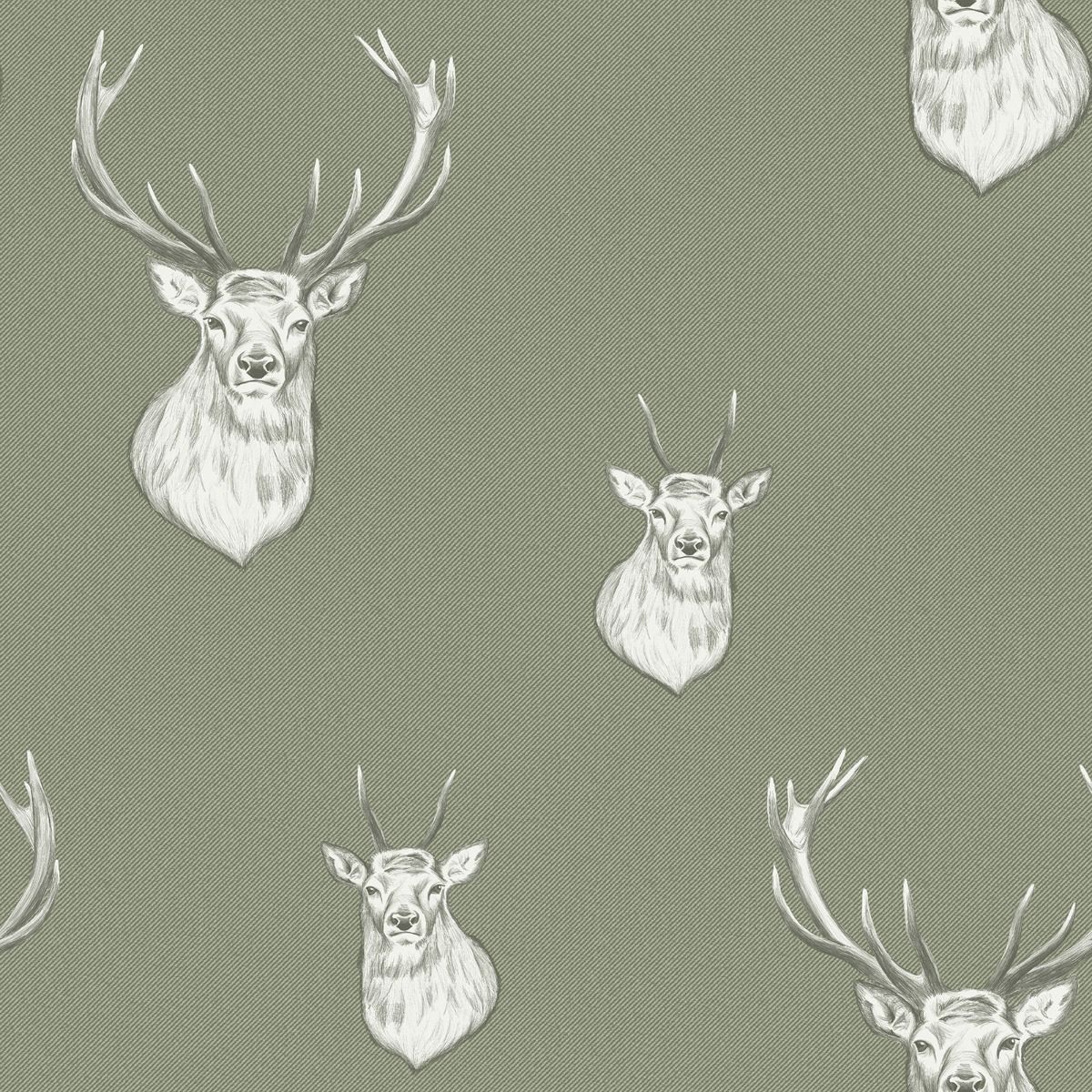 Stag Wallpaper - Sage Green - Muriva