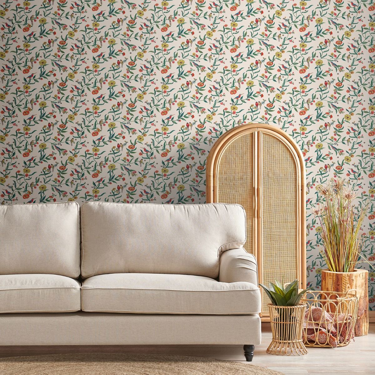 Summer Birds Wallpaper - Cream - Muriva