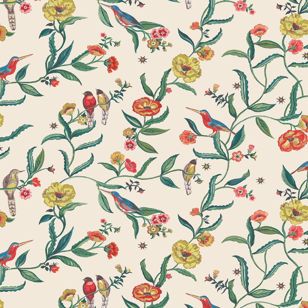 Summer Birds Wallpaper - Cream - Muriva