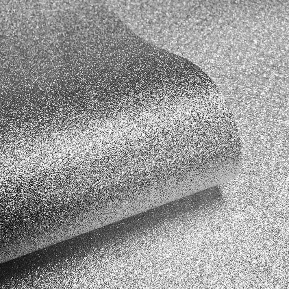 Textured Sparkle Glitter Effect Wallpaper - Silver - Muriva