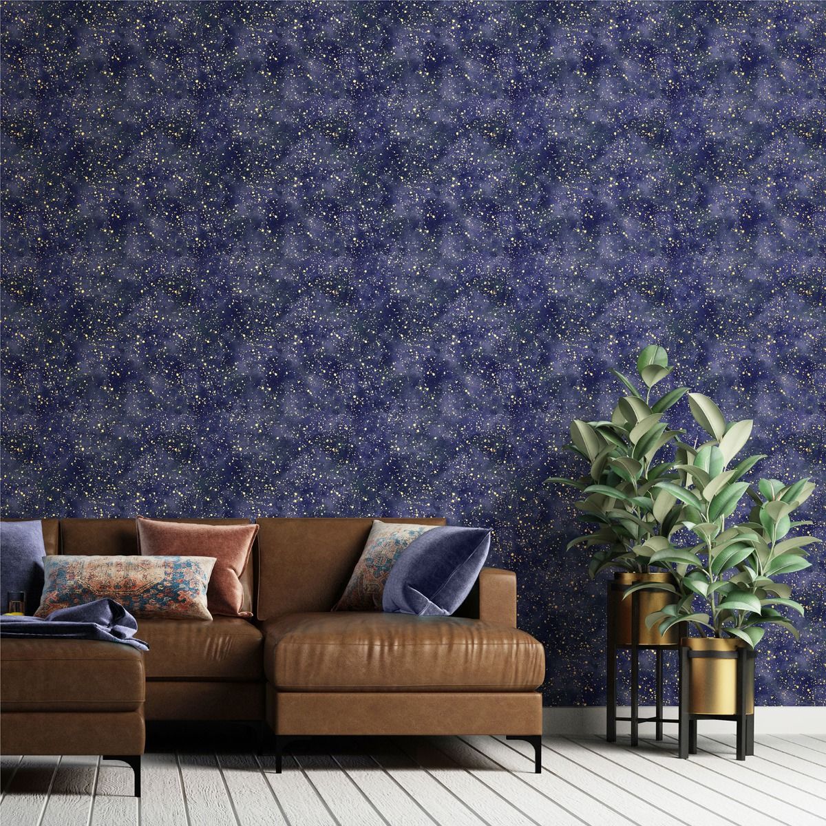 Twinkle Twinkle Wallpaper - Blue / Gold - Muriva