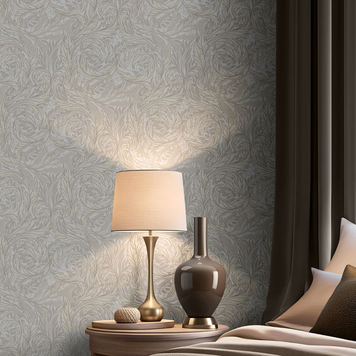 Vale Leaf Wallpaper - Green / Pink - Muriva