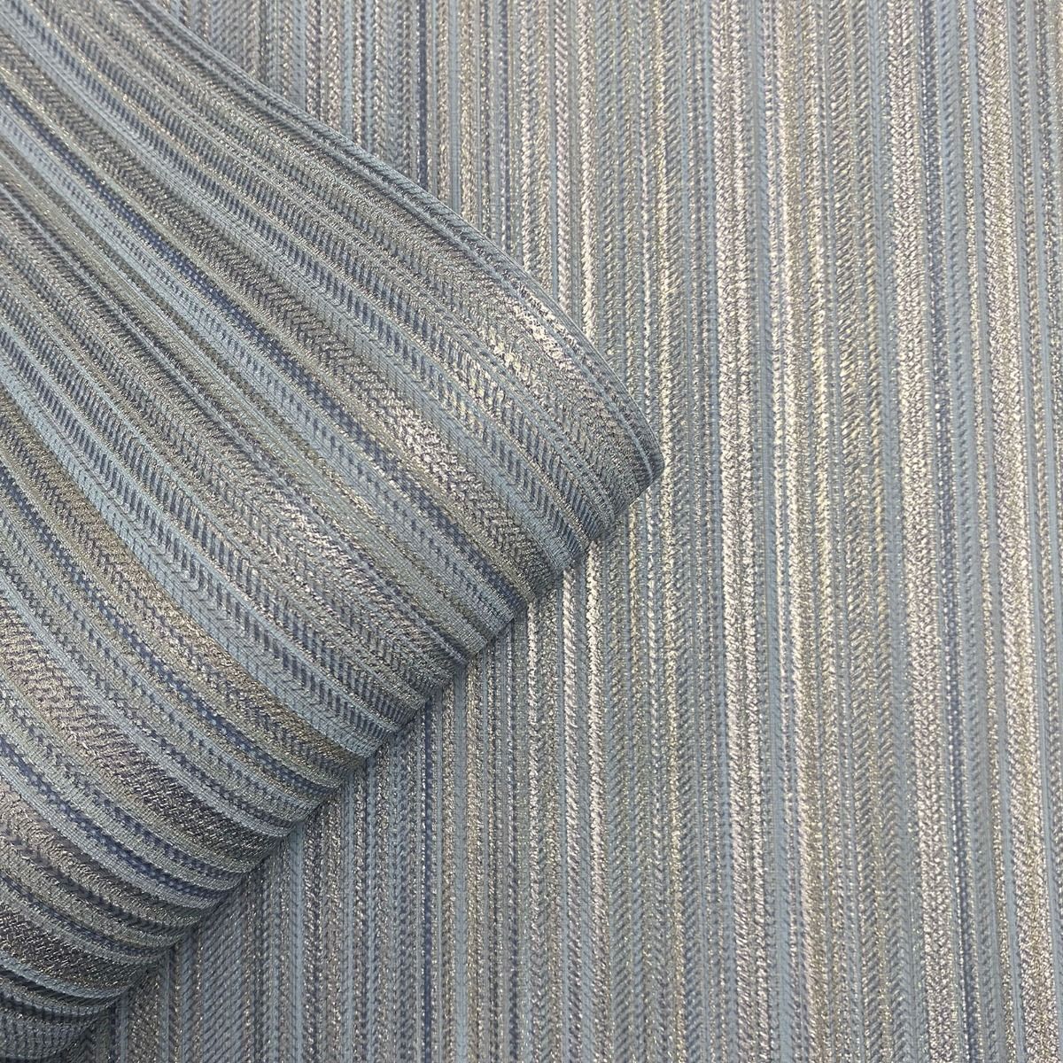 Venezia Stripe Texture Wallpaper - Blue - Muriva