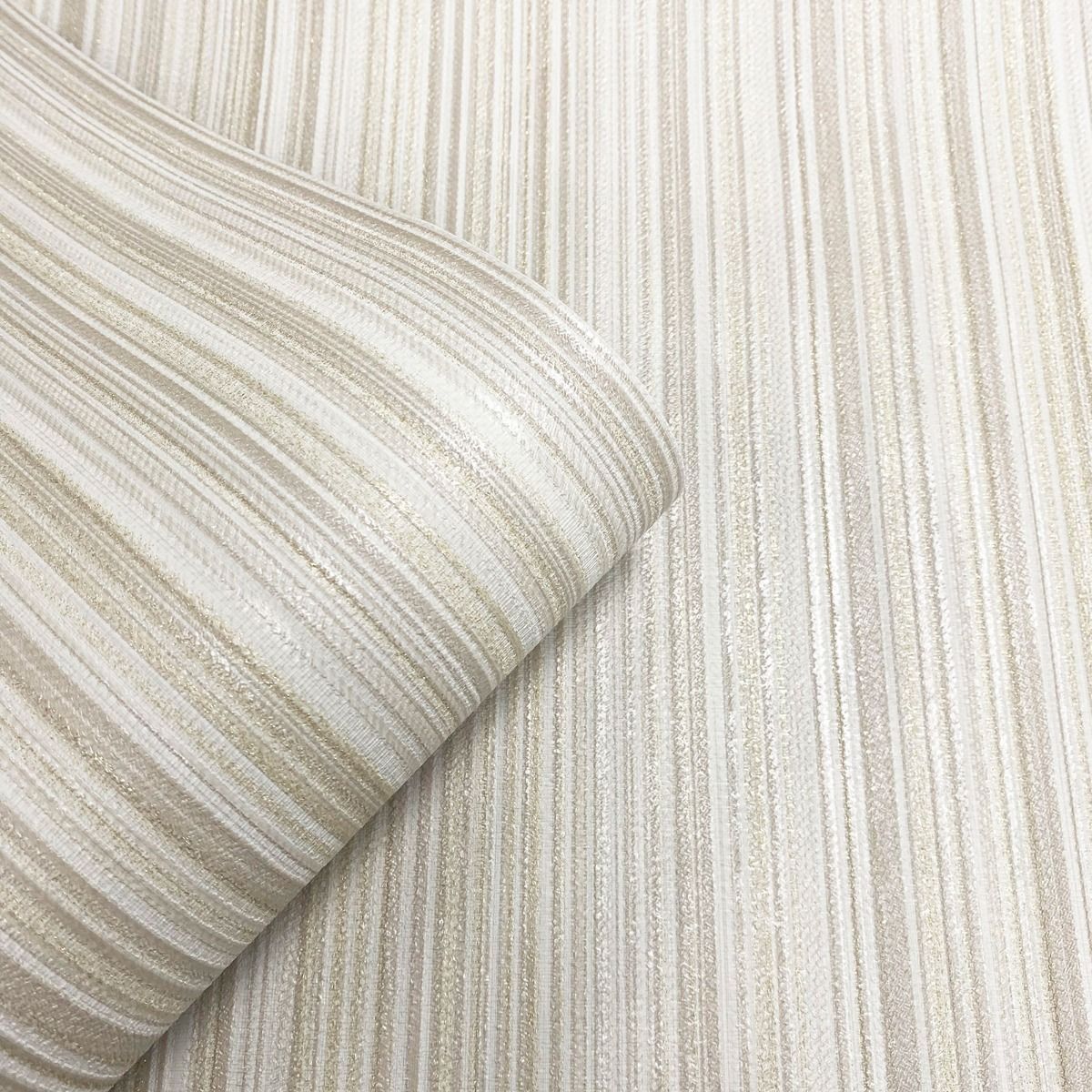 Venezia Stripe Texture Wallpaper - Natural / Gold - Muriva