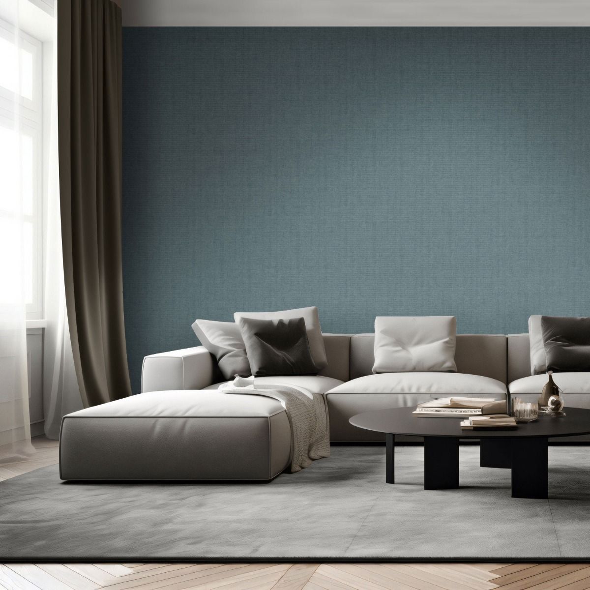 Venezia Texture Vinyl Wallpaper - Blue - Muriva